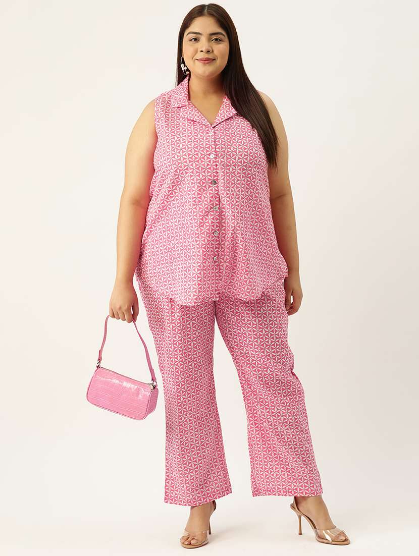 printed top and culottes plus size sets - 19895053 -  Standard Image - 1