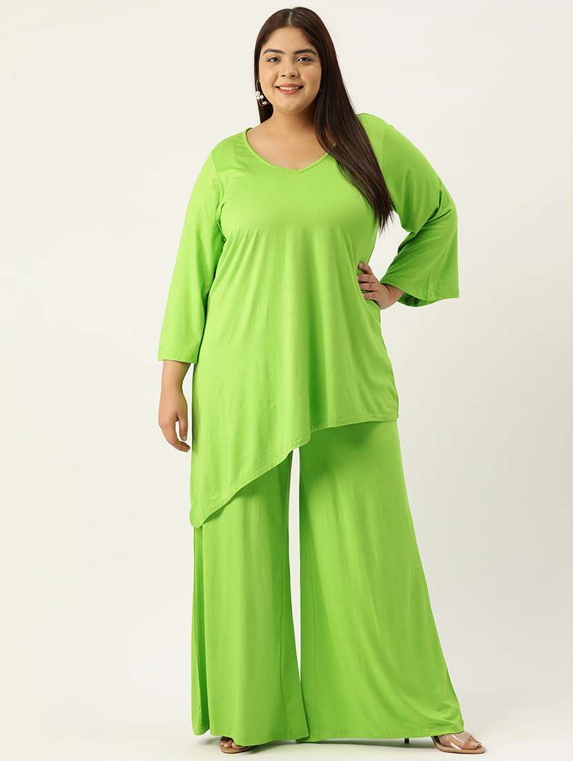 solid top and palazzos plus size set 