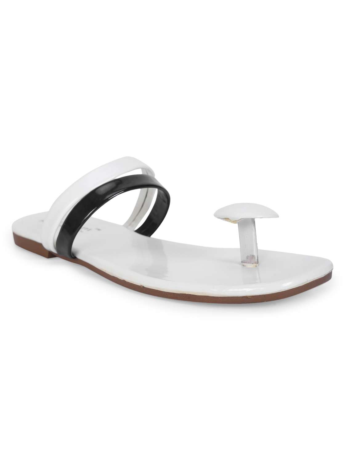 white solid toe separator slip on flats  - 19895699 -  Standard Image - 1