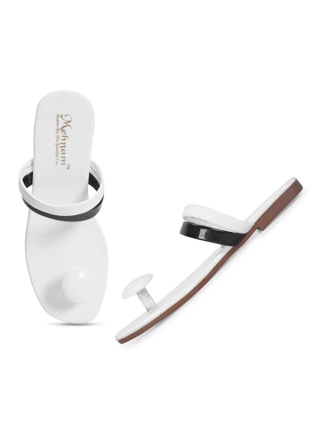 white solid toe separator slip on flats  - 19895699 -  Standard Image - 4