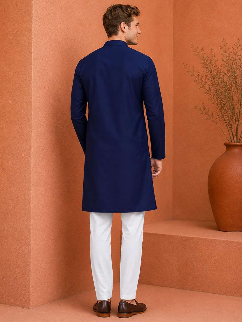 men pack of 2 solid mandarin neck long kurta - 19895880 -  Standard Image - 4