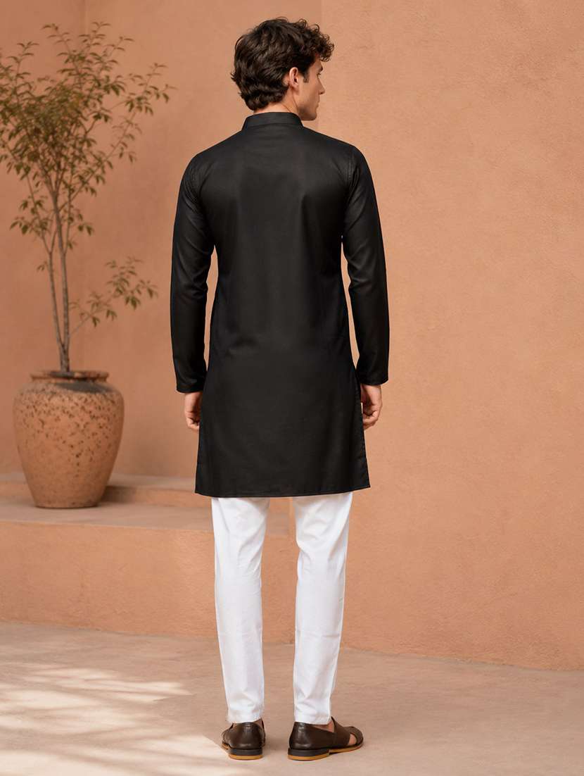 men pack of 2 solid mandarin neck long kurta - 19895893 -  Standard Image - 4