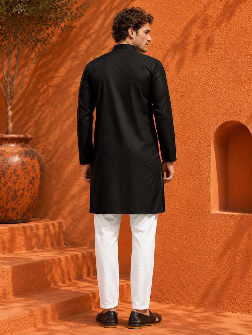 men pack of 2 solid mandarin neck long kurta - 19895899 -  Standard Image - 4