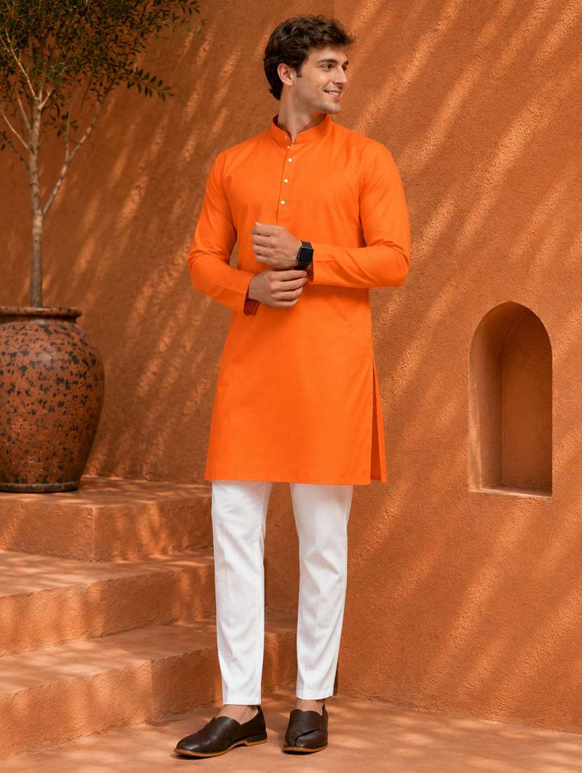 men pack of 2 solid mandarin neck long kurta - 19895903 -  Standard Image - 1