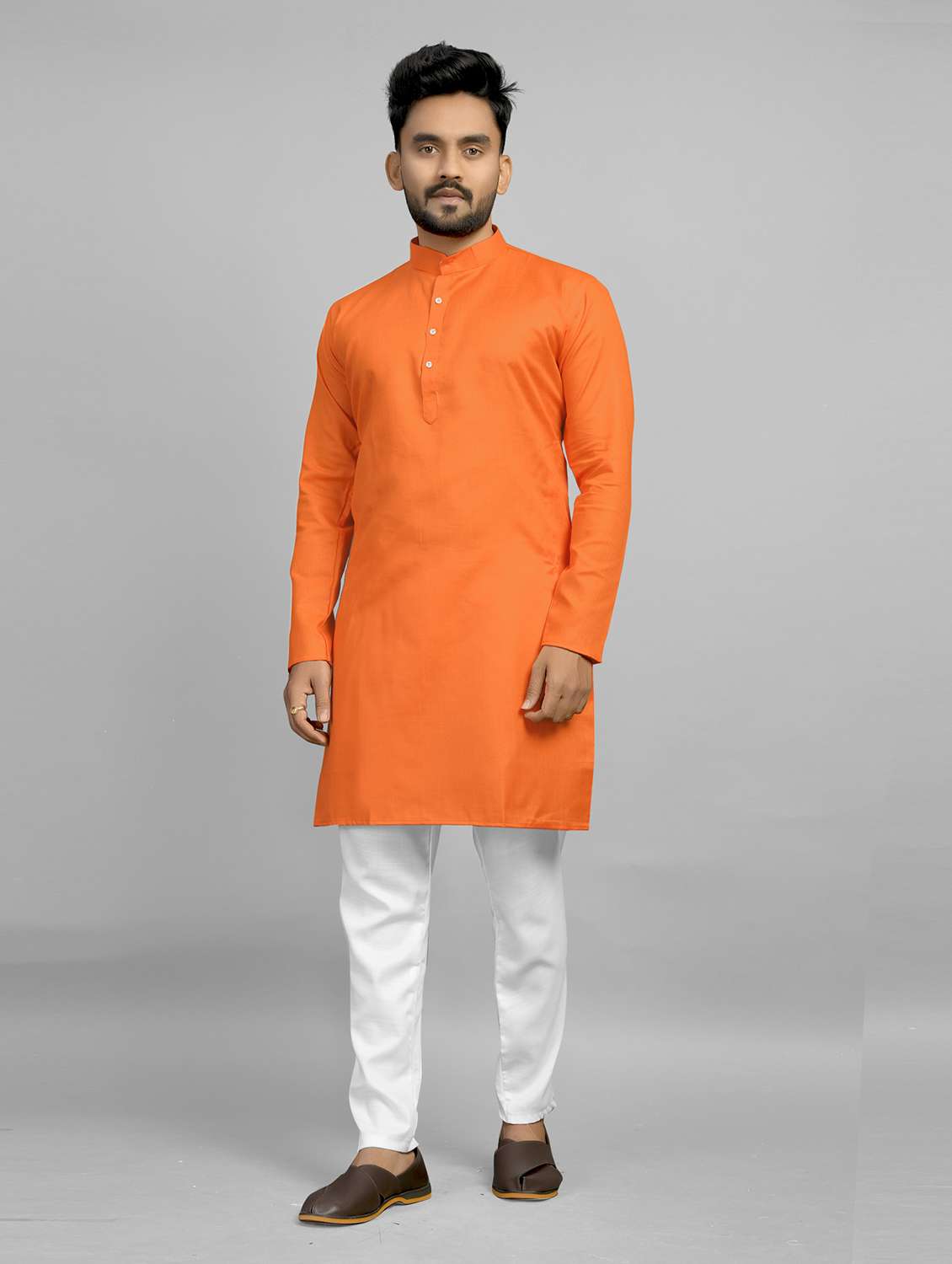 men pack of 2 solid mandarin neck long kurta - 19895910 -  Standard Image - 1