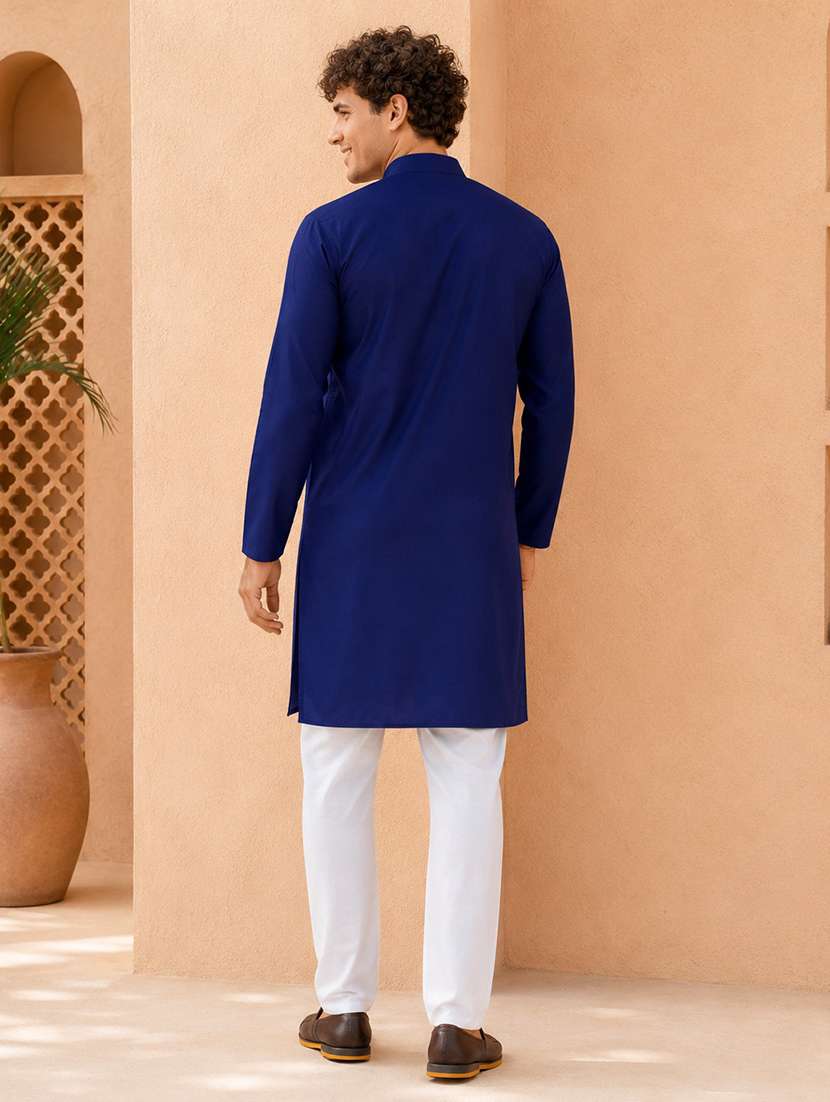 men pack of 2 solid mandarin neck long kurta - 19895918 -  Standard Image - 4
