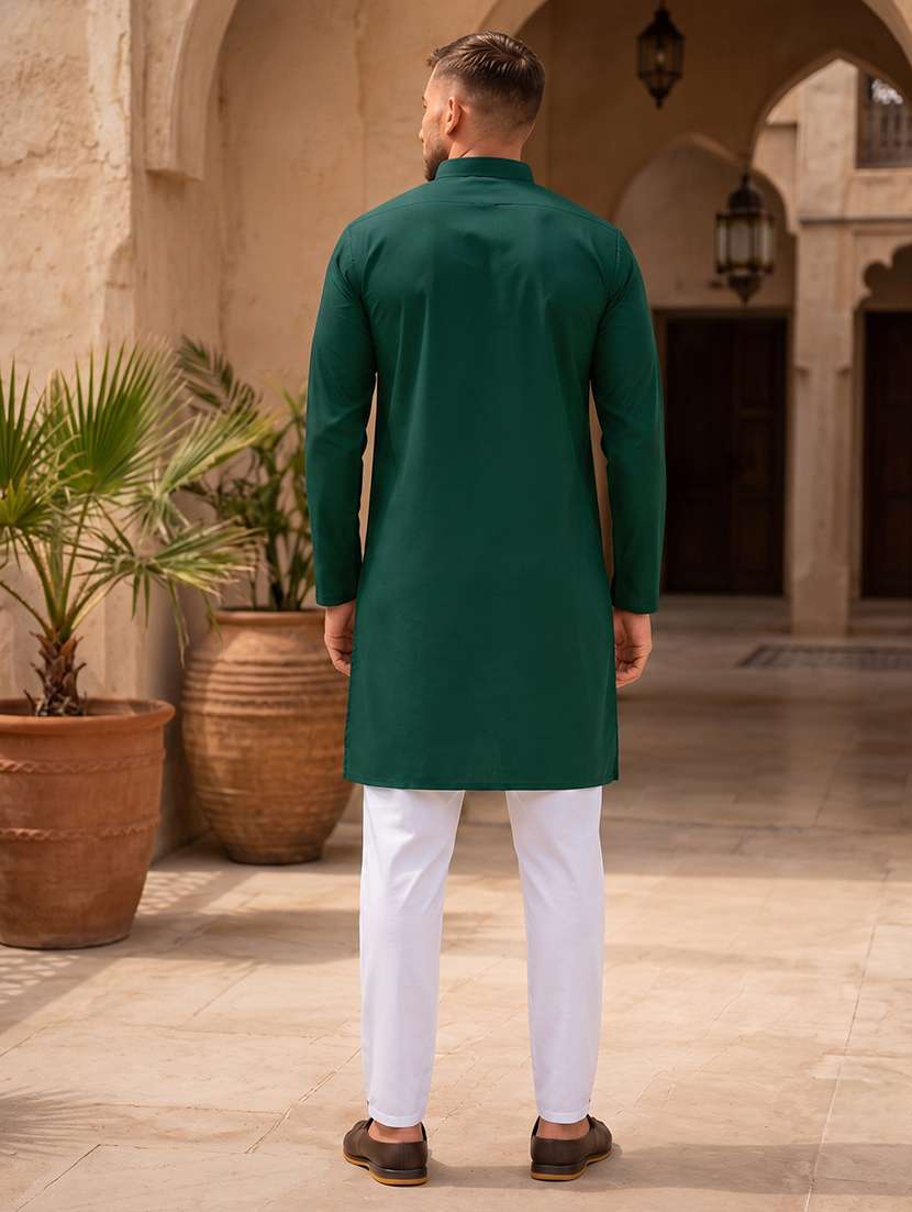 men pack of 2 solid mandarin neck kurta - 19895934 -  Standard Image - 4