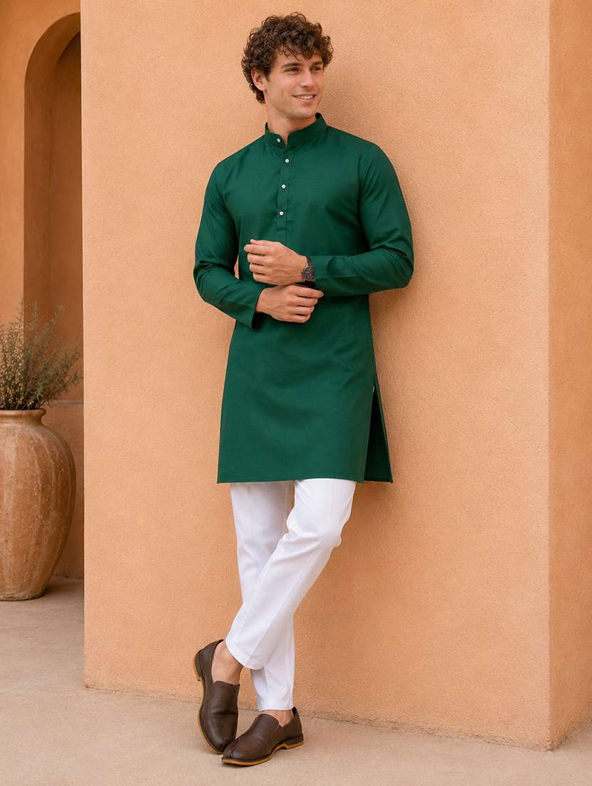 men pack of 2 solid mandarin neck kurta - 19895936 -  Standard Image - 1