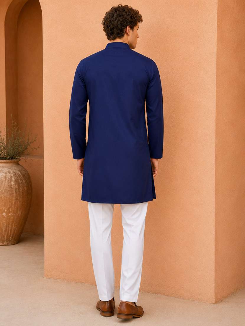 men pack of 2 solid mandarin neck kurta - 19895936 -  Standard Image - 4