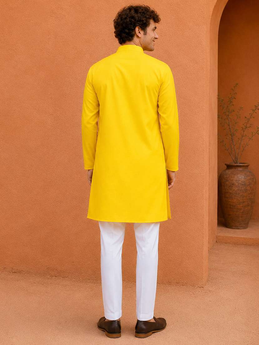 men pack of 2 solid mandarin neck kurta - 19895938 -  Standard Image - 4