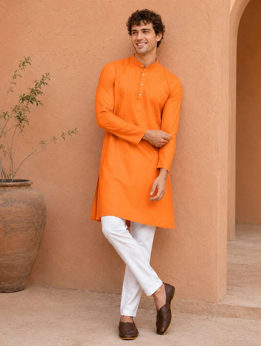 men pack of 2 solid mandarin neck kurta - 19895940 -  Standard Image - 1