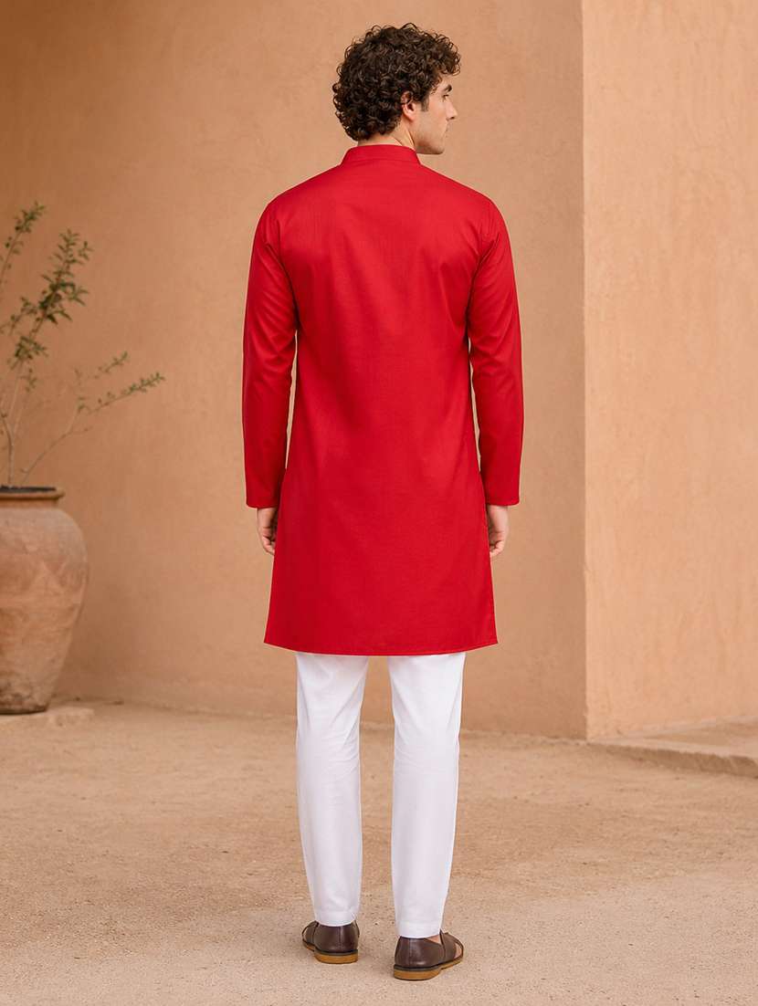 men pack of 2 solid mandarin neck kurta - 19895940 -  Standard Image - 4