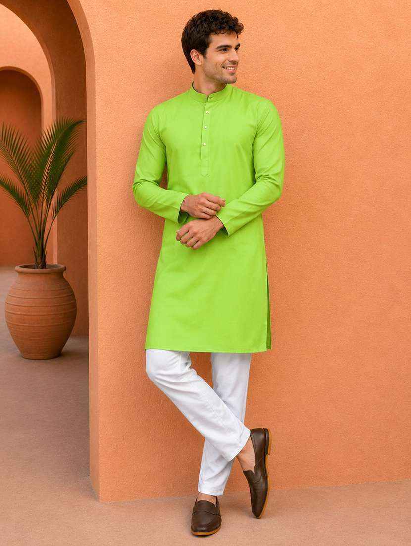 men pack of 2 solid mandarin neck kurta - 19895944 -  Standard Image - 1