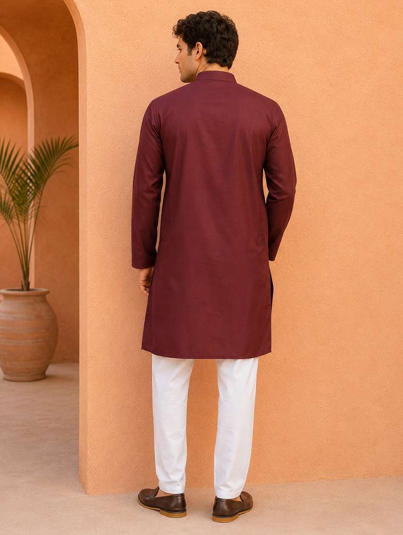 men pack of 2 solid mandarin neck kurta - 19895944 -  Standard Image - 4