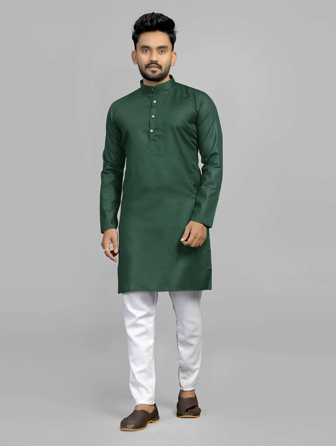 men pack of 2 solid mandarin neck kurta - 19895945 -  Standard Image - 1