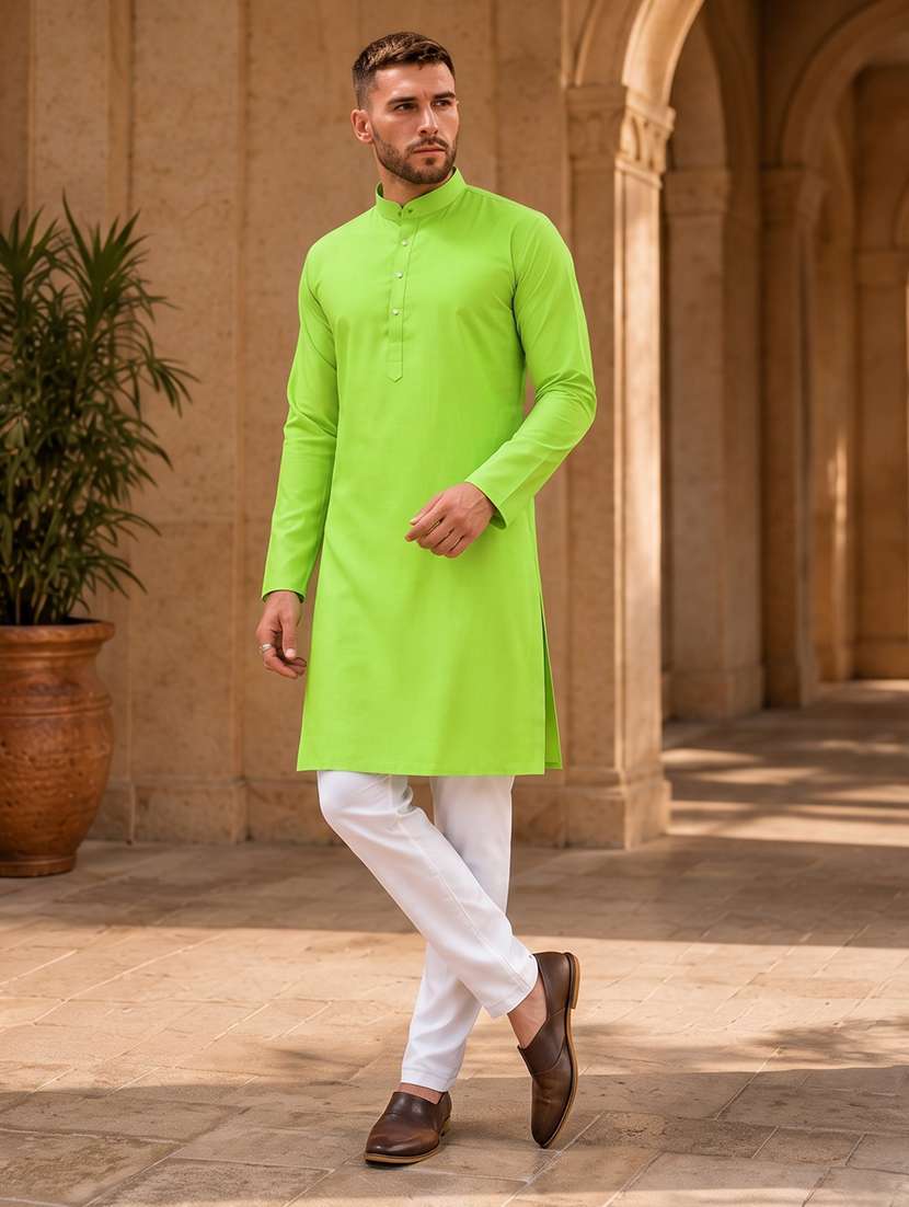 men pack of 2 solid mandarin neck kurta - 19895945 -  Standard Image - 1