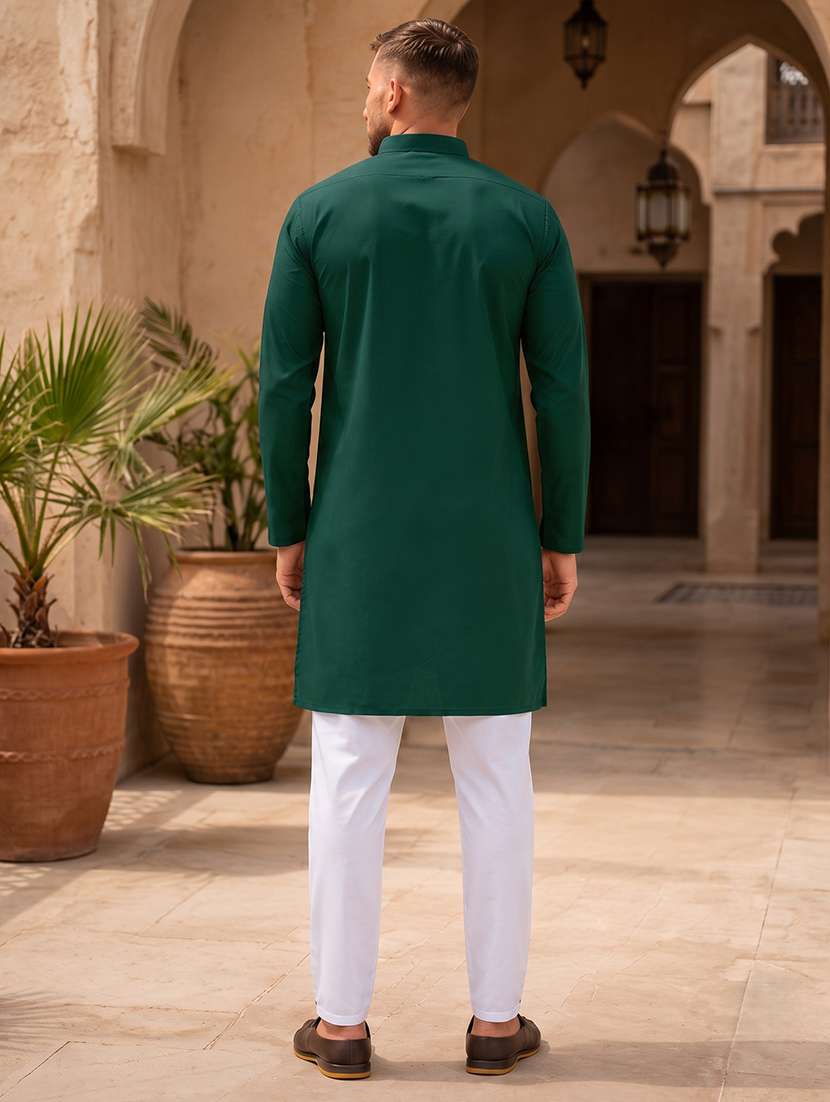 men pack of 2 solid mandarin neck kurta - 19895945 -  Standard Image - 4