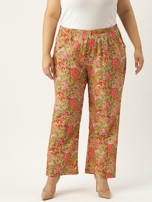 orange printed cotton plus trouser - 19896872 -  Standard Image - 0