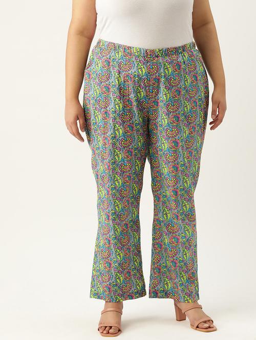 grey printed cotton plus trouser - 19896873 -  Standard Image - 0