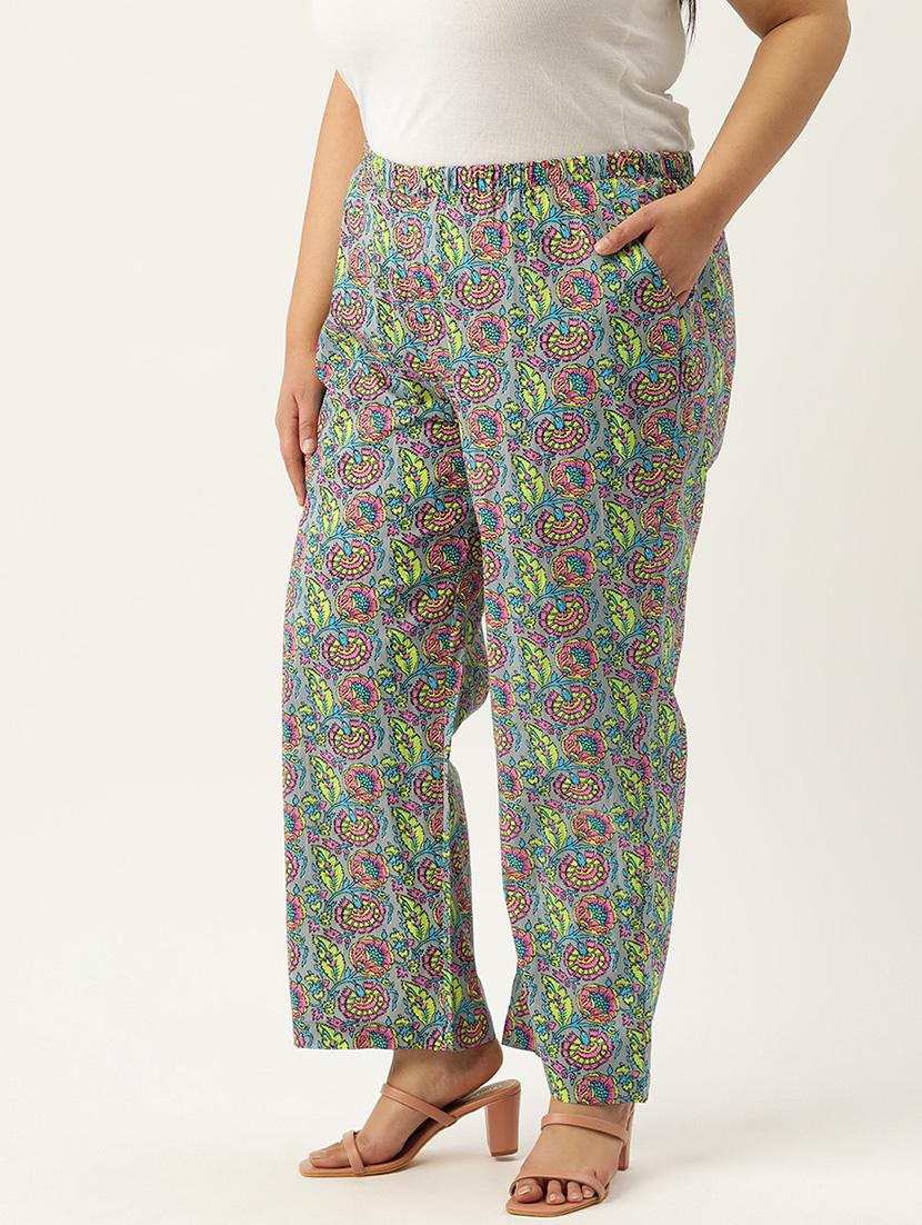 grey printed cotton plus trouser - 19896873 -  Standard Image - 1