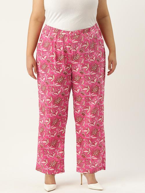 women printed flat front wide leg trouser - 19896874 - Standard Image - 0