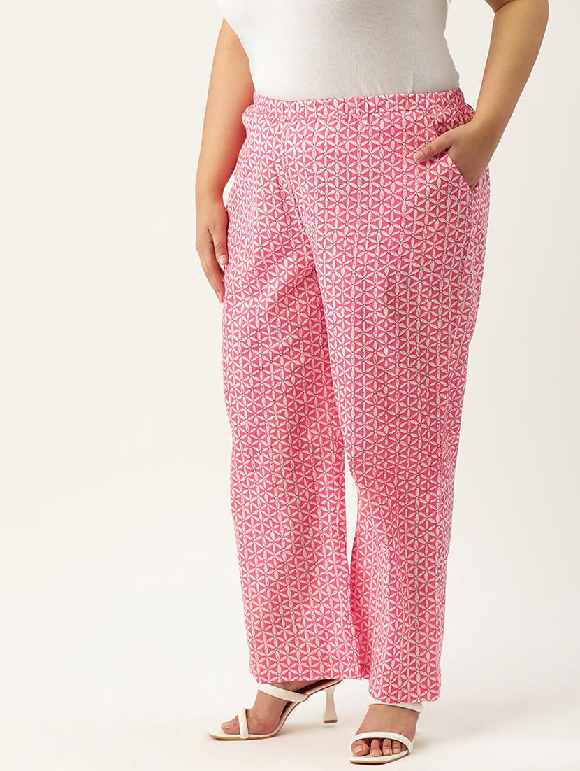 pink printed cotton plus trouser - 19896875 -  Standard Image - 1