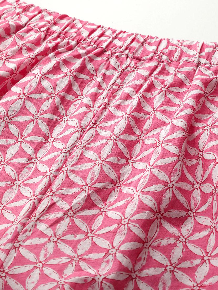 pink printed cotton plus trouser - 19896875 - Standard Image - 4