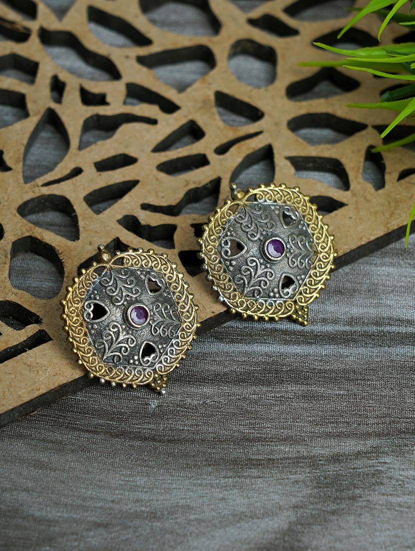 pink brass studs earring - 19897196 -  Zoom Image - 0