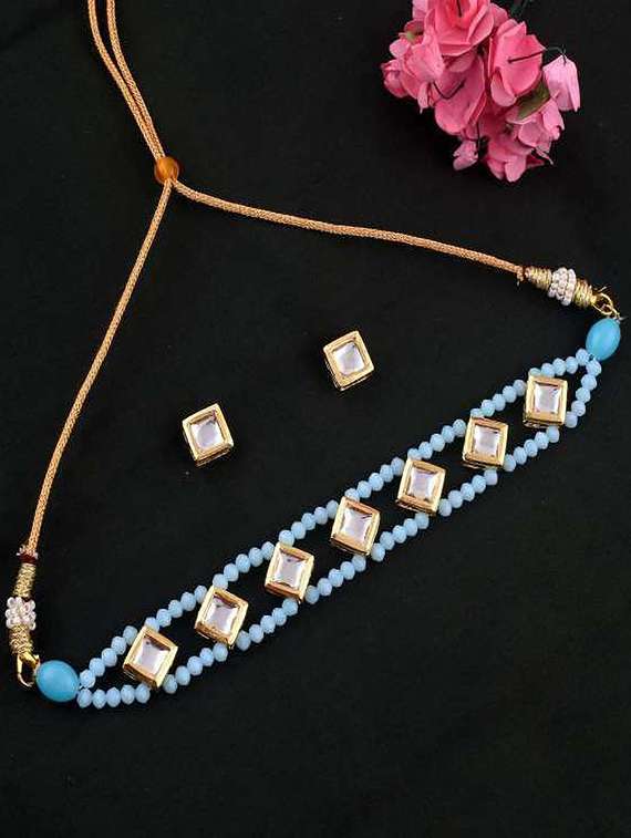 tjc beads studded brass jewellery set