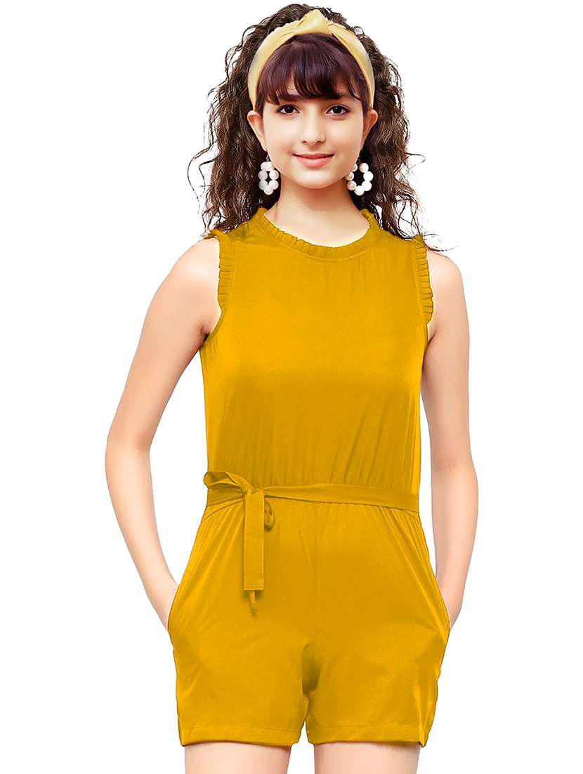 mustard solid playsuit