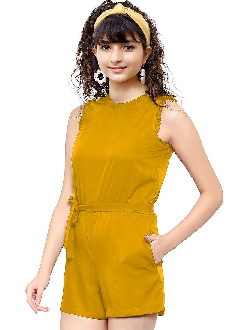 mustard solid playsuit - 19899722 -  Standard Image - 1