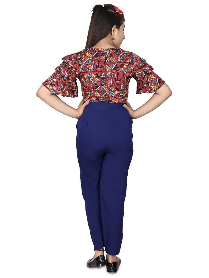 red bell sleeves printed full length jumpsuit - 19899732 -  Standard Image - 1
