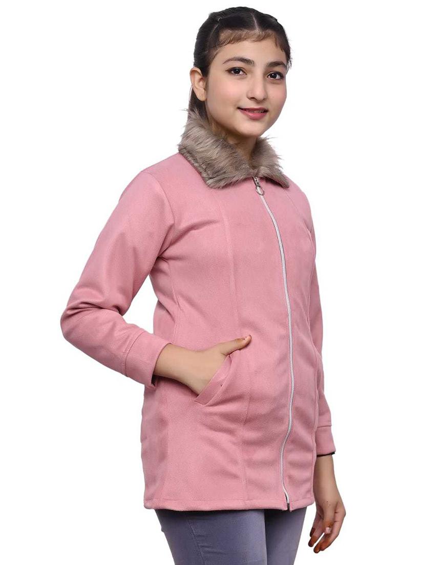 girls pink solid long sleeve jacket - 19899853 - Standard Image - 1