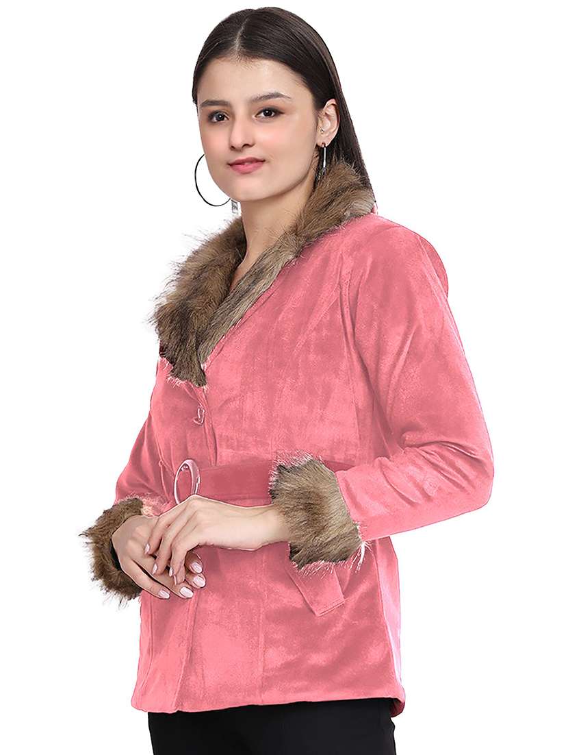 pink faux fur jacket - 19899855 - Standard Image - 1