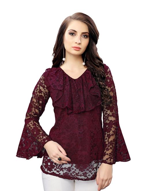 women's ruffle v neck top - 19899967 -  Standard Image - 0