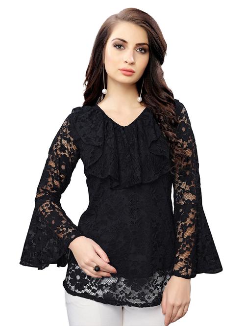 women's ruffle v neck top - 19899969 - Standard Image - 0