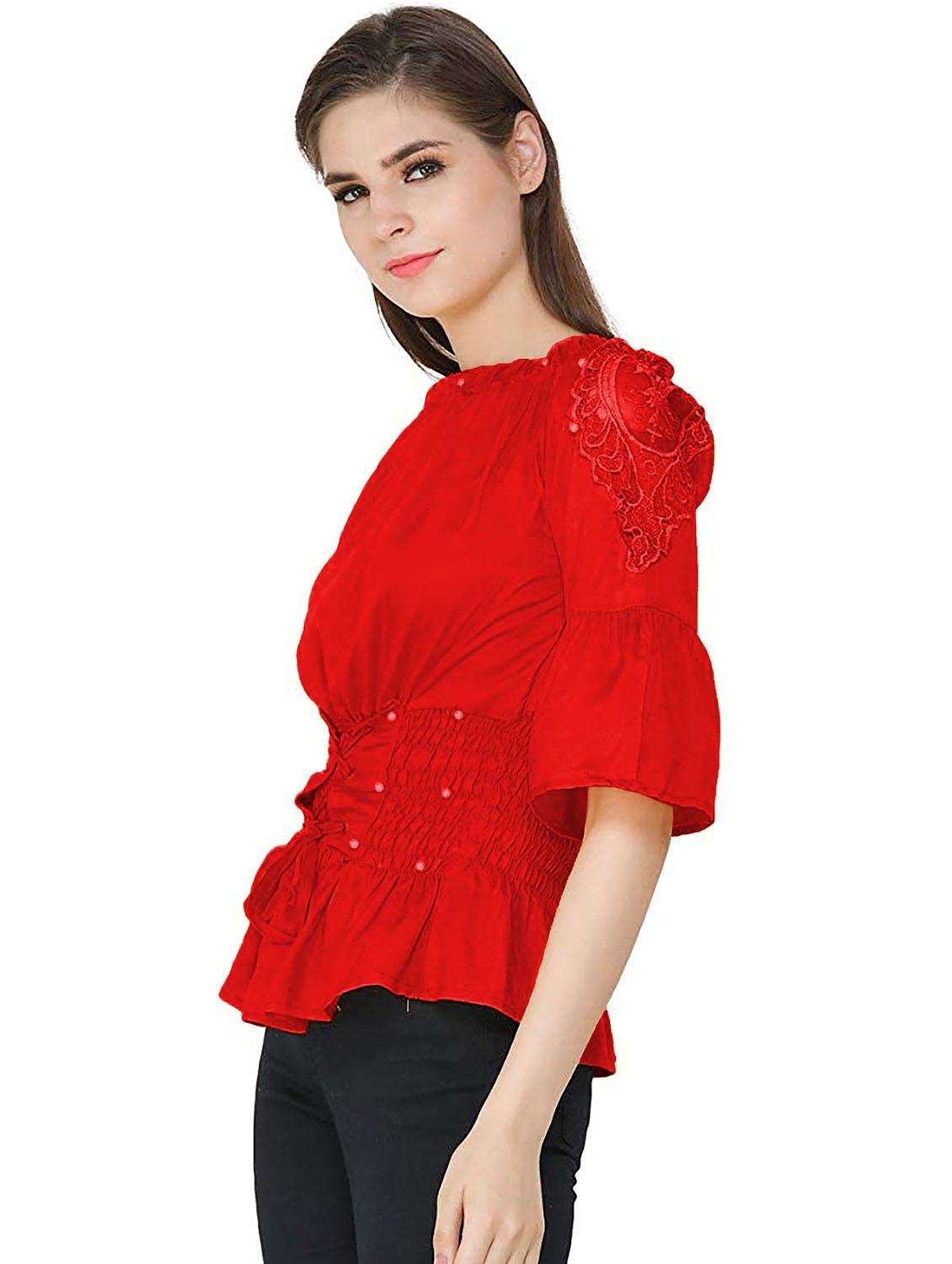 women's ruffle boat neck top - 19899984 - Standard Image - 1