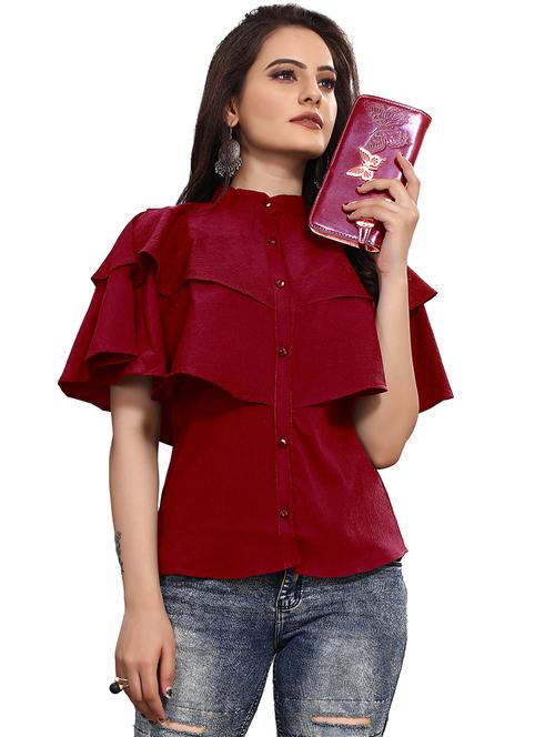 women's straight mandarin neck top - 19900005 - Standard Image - 0