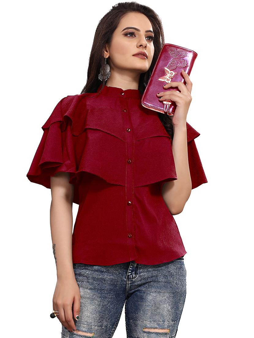 women's straight mandarin neck top - 19900005 - Zoom Image - 0