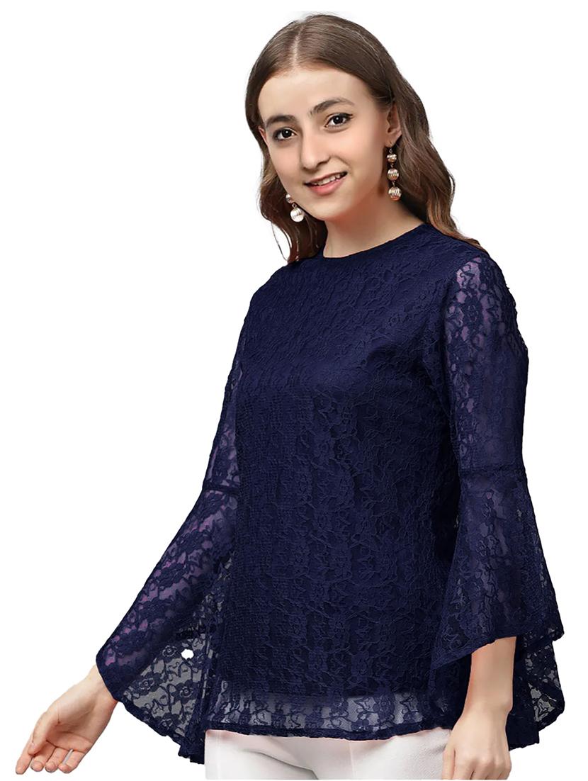 women's straight round neck top - 19900013 - Standard Image - 1