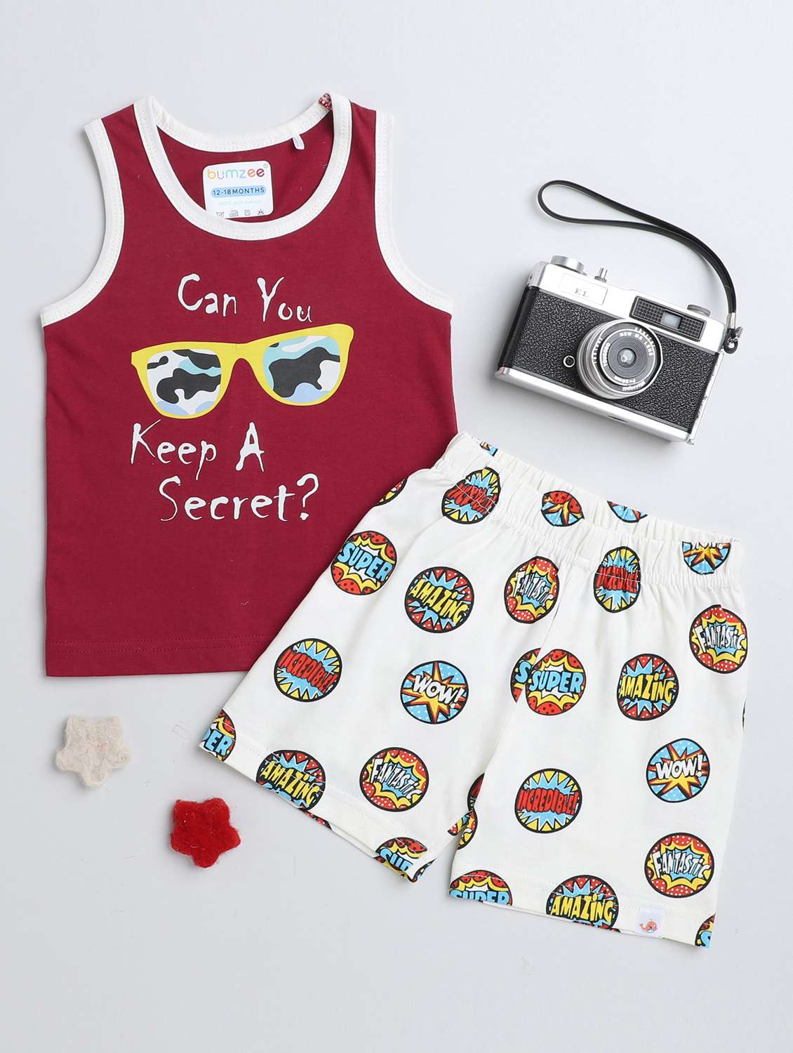 printed cotton shorts set