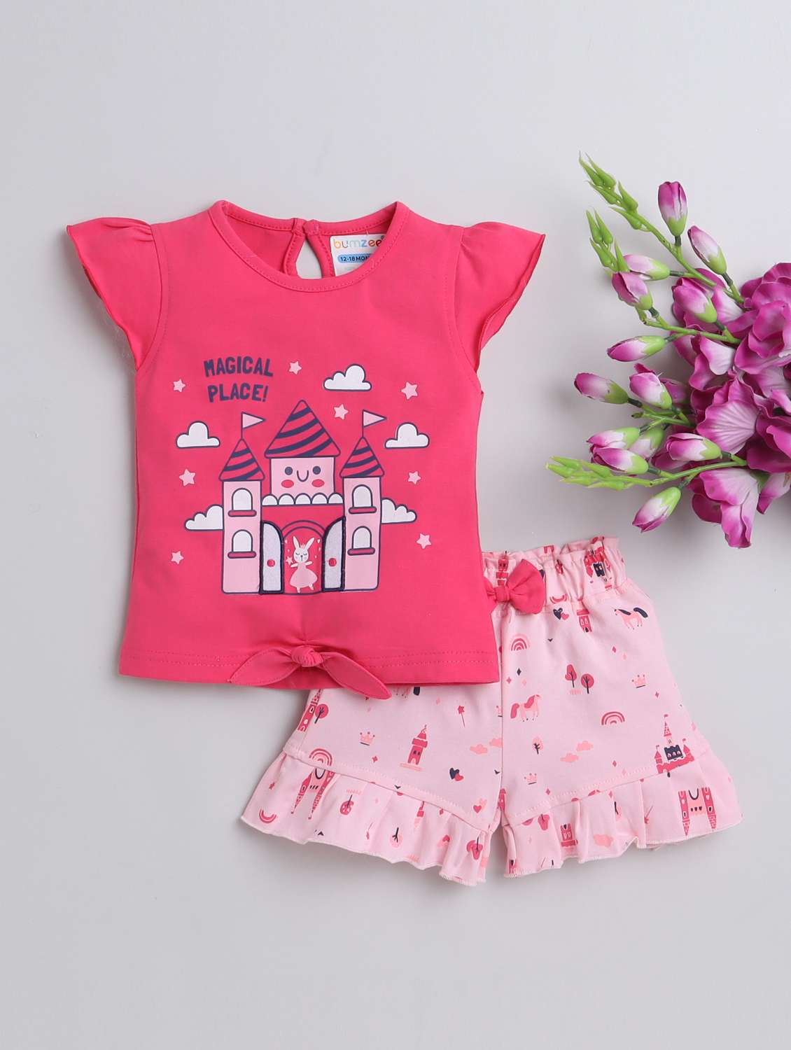 printed cotton shorts set