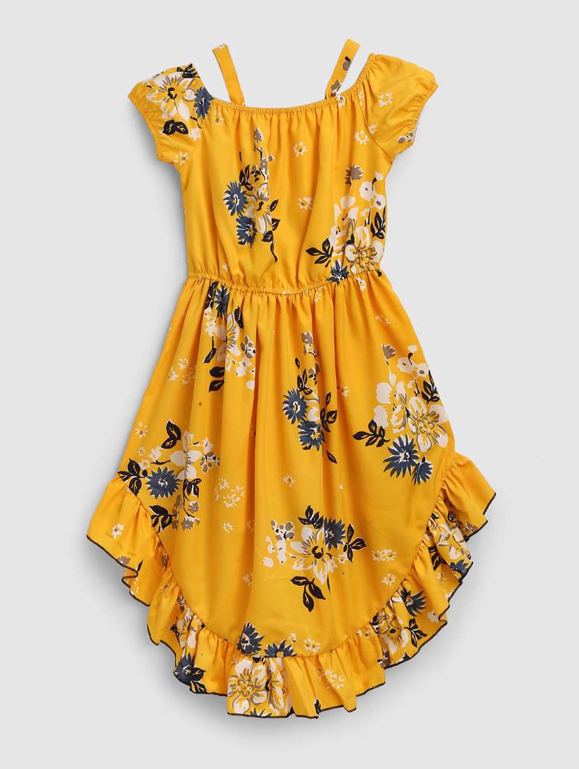 girls shoulder strap cold shoulder frock - 19903616 -  Standard Image - 1