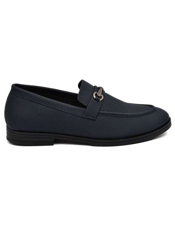 navy blue textured slip on loafer - 19903672 -  Standard Image - 1