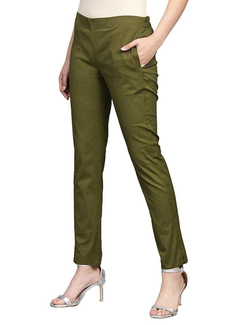 women mid-rise solid flat front trouser - 19904501 - Standard Image - 1