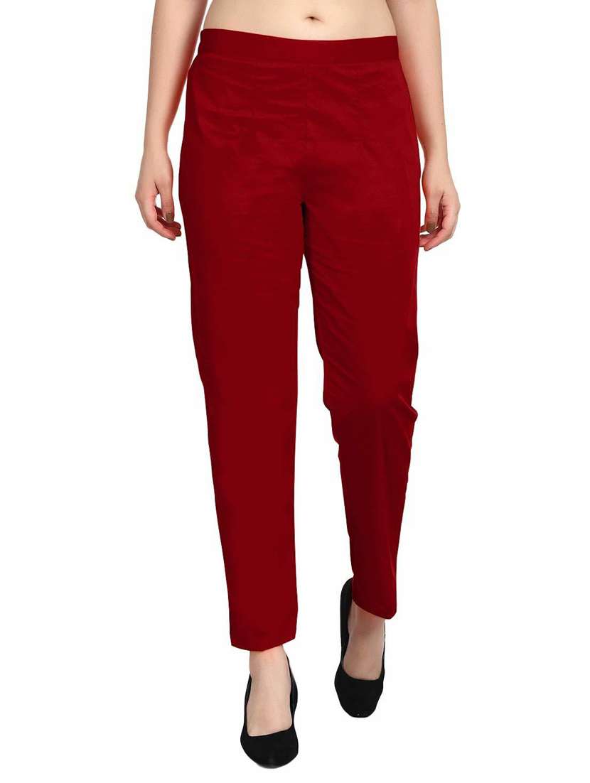 women mid-rise solid flat front trouser