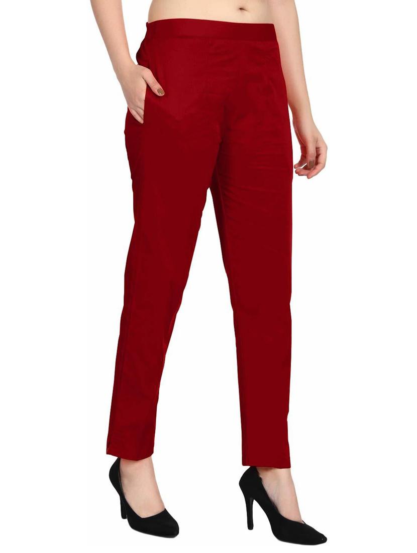 women mid-rise solid flat front trouser - 19904505 -  Standard Image - 1