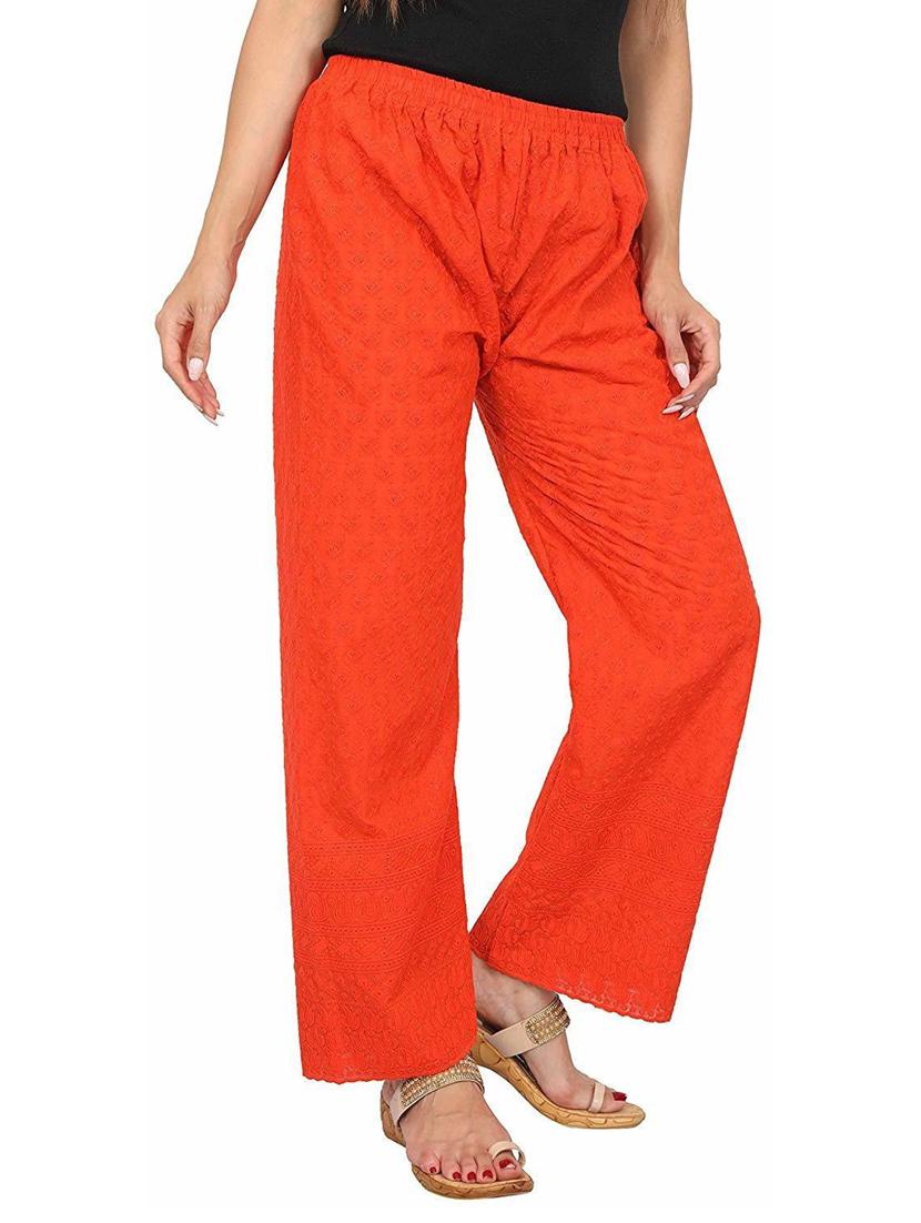 tonal embroidered orange palazzo - 19904994 - Standard Image - 1