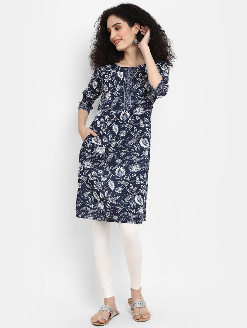 blue printed anarkali kurta - 19905022 - Zoom Image - 0