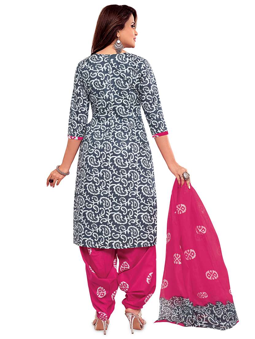 blue unstitched patiayala suit - 19905656 - Standard Image - 1